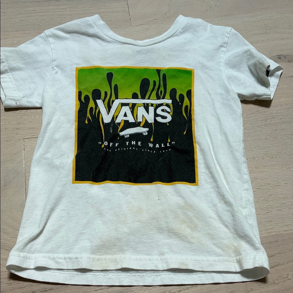 Vans Kids White and Green Graphic Tee